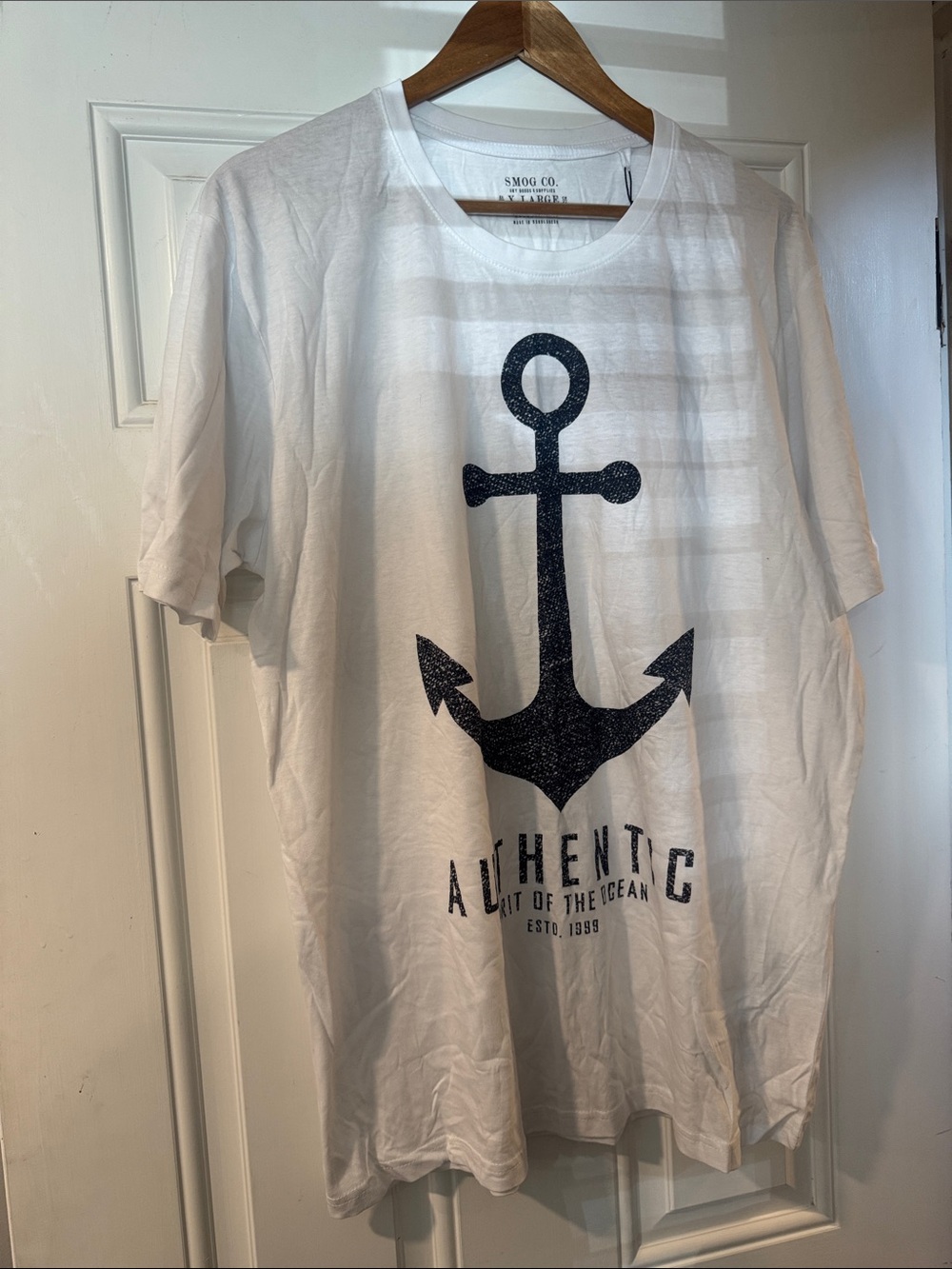 Dry Goods White T‑Shirt with Black Anchor Graphic